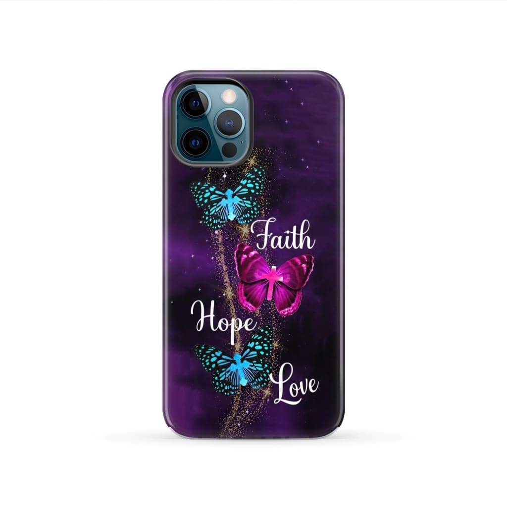 Faith Hope Love Butterfly with Cross Christian phone case iPhone 12 Pro / Tough