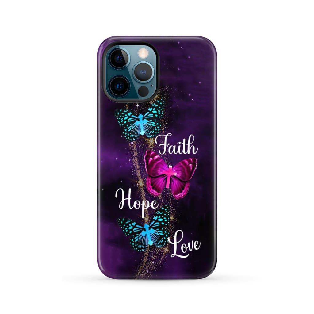 Faith Hope Love Butterfly with Cross Christian phone case iPhone 12 Pro Max / Tough