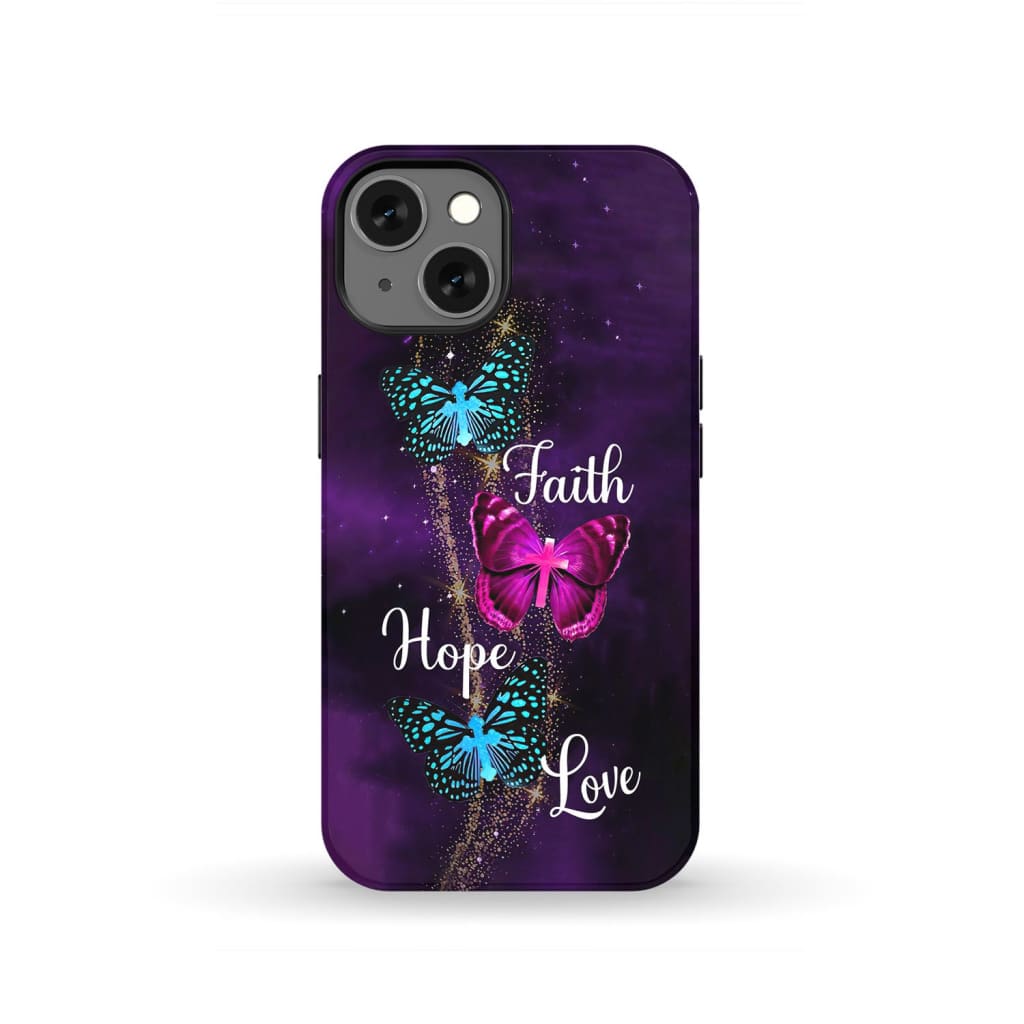 Faith Hope Love Butterfly with Cross Christian phone case iPhone 13 / Tough