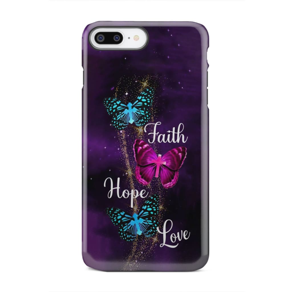 Faith Hope Love Butterfly with Cross Christian phone case iPhone 8 Plus / Tough