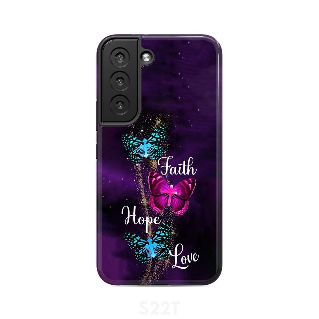 Faith Hope Love Butterfly with Cross Christian phone case Samsung Galaxy S22 / Tough