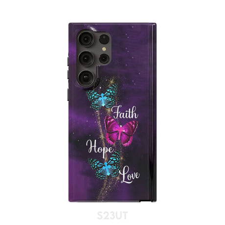 Faith Hope Love Butterfly with Cross Christian phone case Samsung Galaxy S23 Ultra / Tough