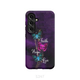 Faith Hope Love Butterfly with Cross Christian phone case Samsung Galaxy S24 / Tough