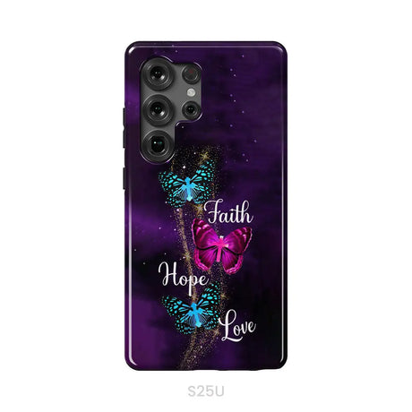Faith Hope Love Butterfly with Cross Christian phone case Samsung Galaxy S25 Ultra / Tough Case