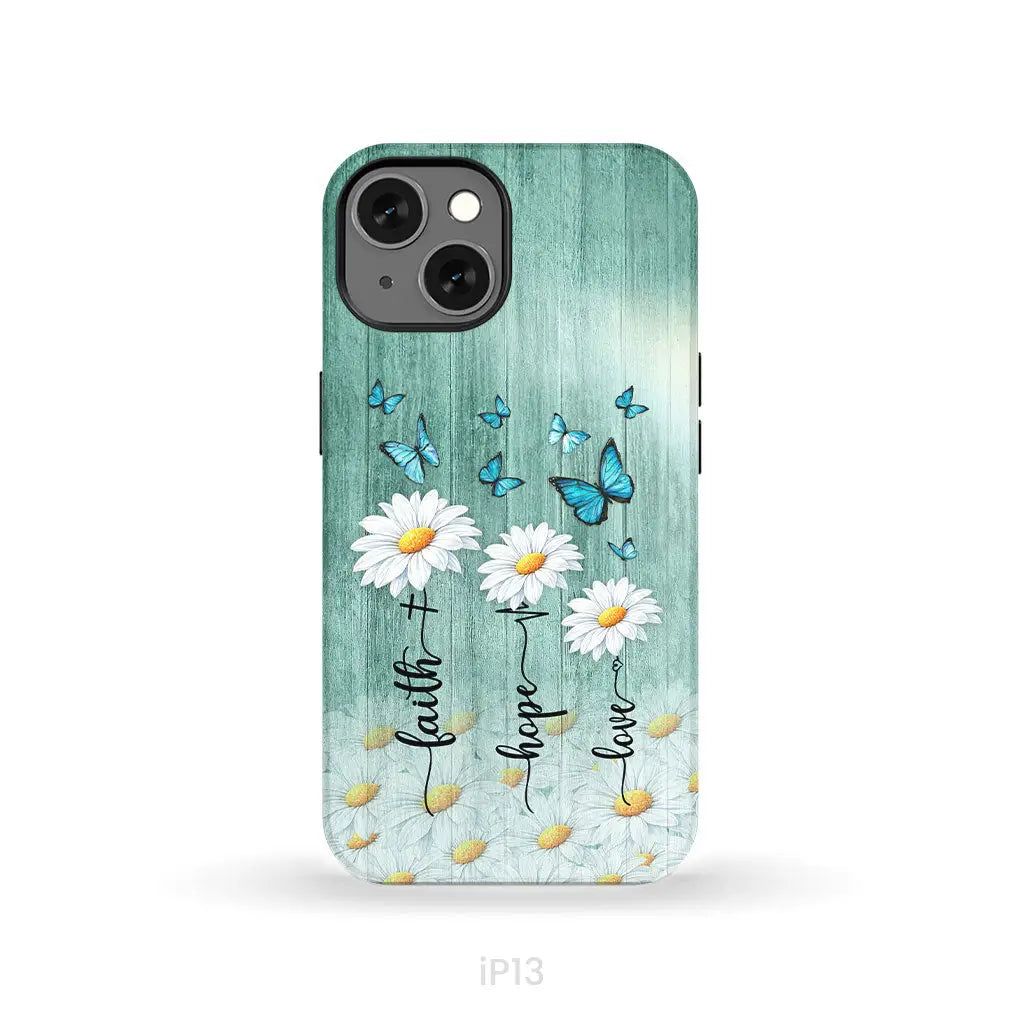 Faith Hope Love Daisy Butterfly Phone Case - Christian Phone Cases iPhone 13 / Tough Case