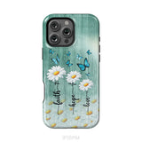Faith Hope Love Daisy Butterfly Phone Case - Christian Phone Cases iPhone 16 Pro Max / Tough Case