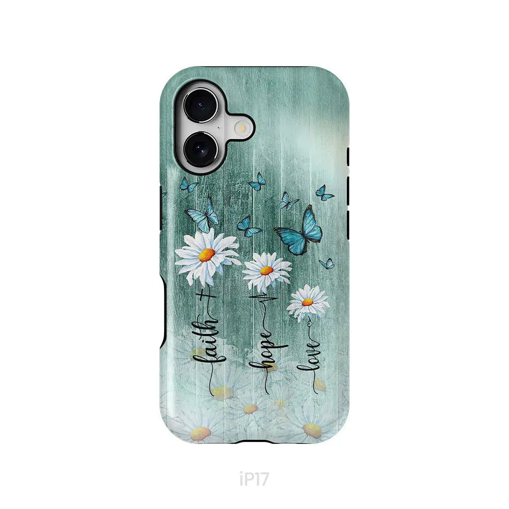 Faith Hope Love Daisy Butterfly Phone Case - Christian Phone Cases iPhone 17 / Tough Case