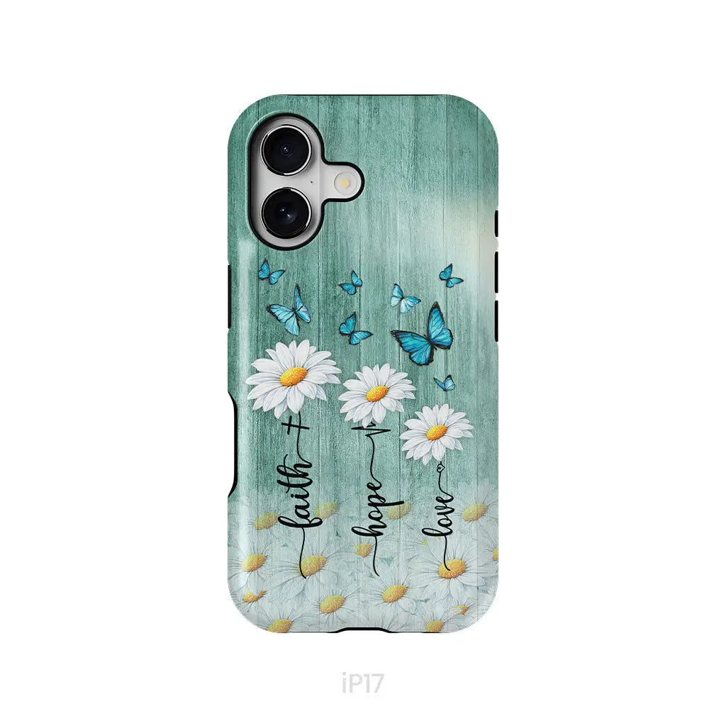 Faith Hope Love Daisy Butterfly Phone Case - Christian Phone Cases iPhone 17 / Tough Case