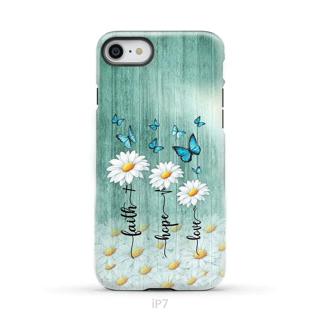 Faith Hope Love Daisy Butterfly Phone Case - Christian Phone Cases iPhone 7 / Tough Case