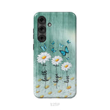 Faith Hope Love Daisy Butterfly Phone Case - Christian Phone Cases Samsung Galaxy S25 Plus / Tough Case