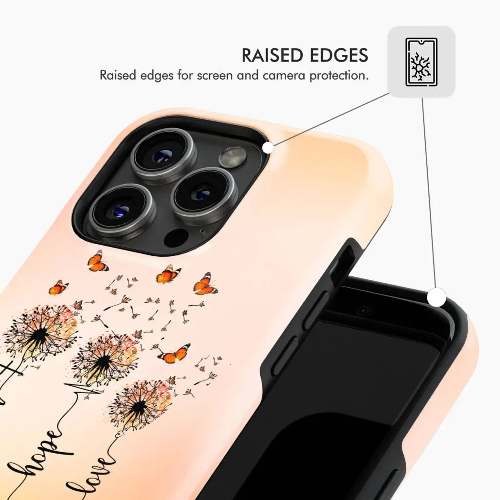 Faith Hope Love Dandelion Butterfly Phone Case