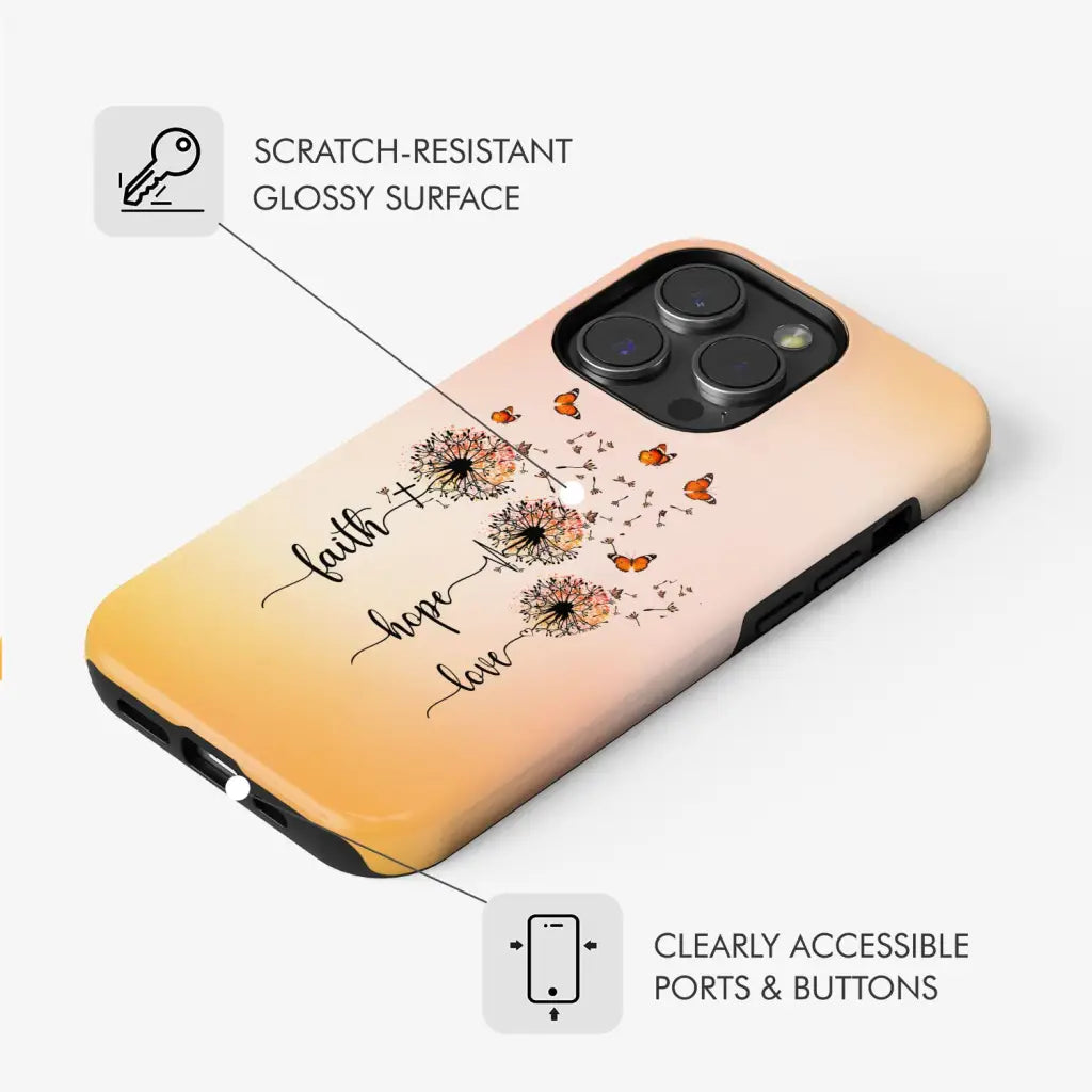 Faith Hope Love Dandelion Butterfly Phone Case
