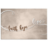 Inspirational Christian wall art, "Faith Hope Love" canvas print, ideal for adding faith-filled decor to any space.