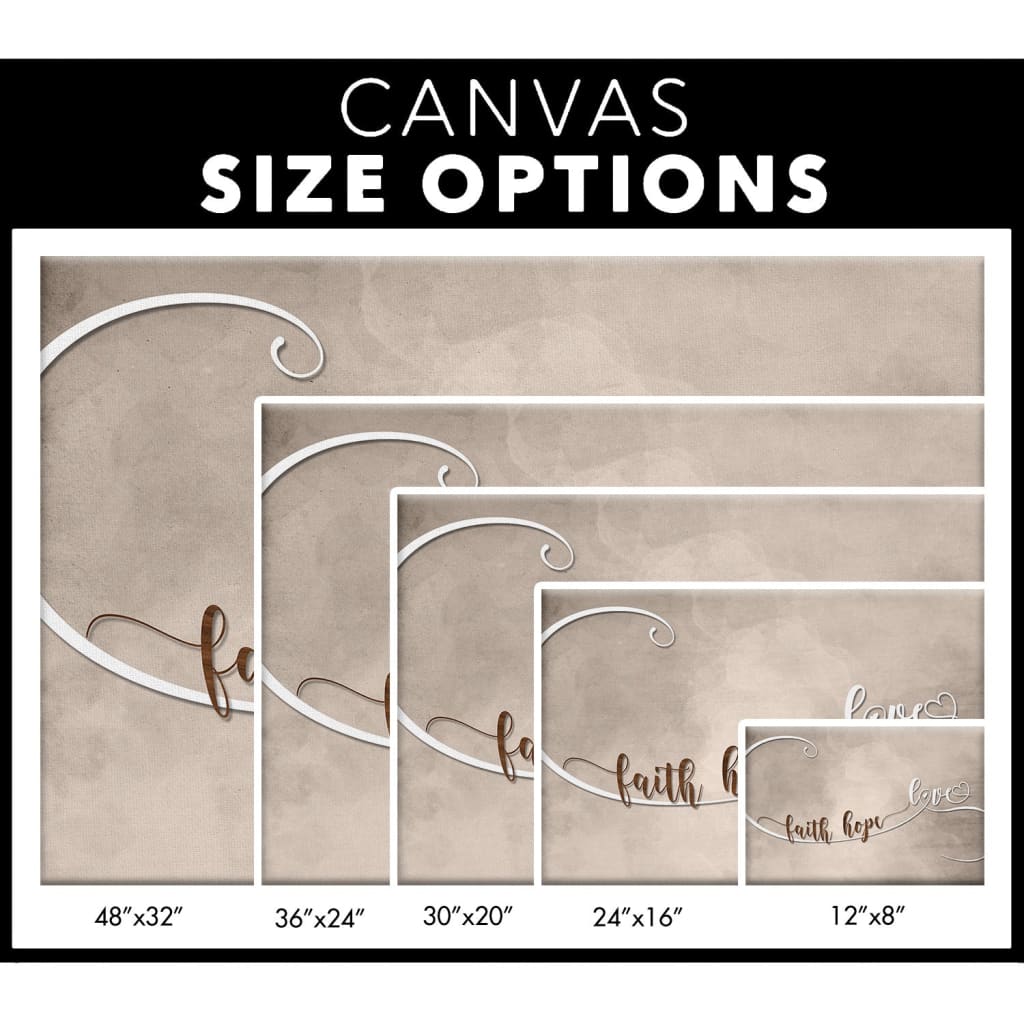 Faith-based wall art, "Faith Hope Love" canvas, uplifting Christian decor for homes, offices, or gift-giving / canvas size options.