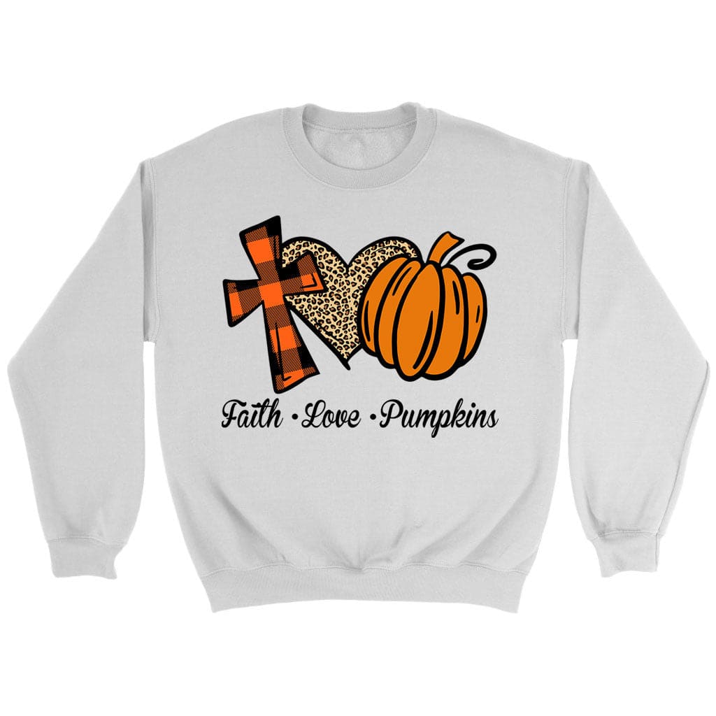 Faith Love Pumpkins Sweatshirt White / S