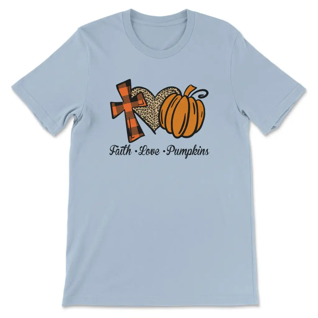Faith Love Pumpkins Women’s T-shirt Light Blue / S