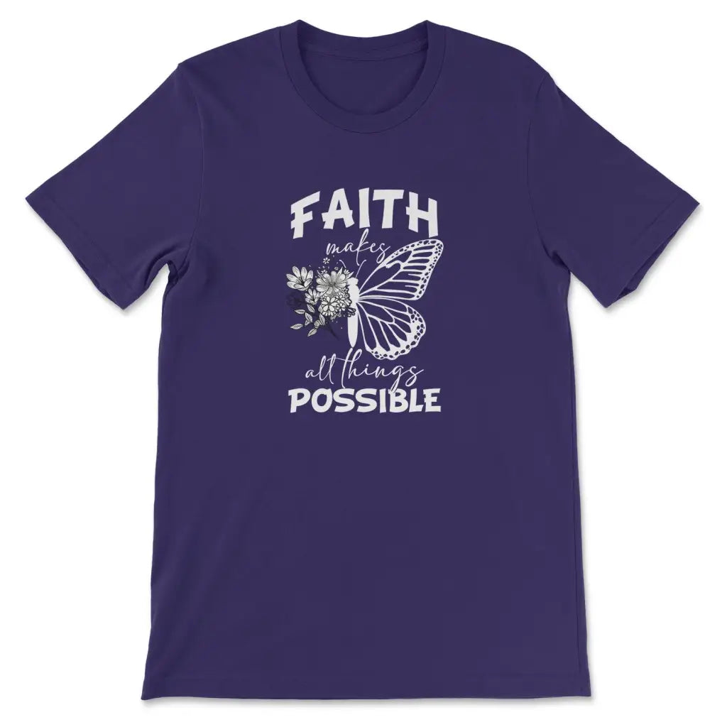 Faith Makes All Things Possible Butterfly T-shirt Team Purple / S