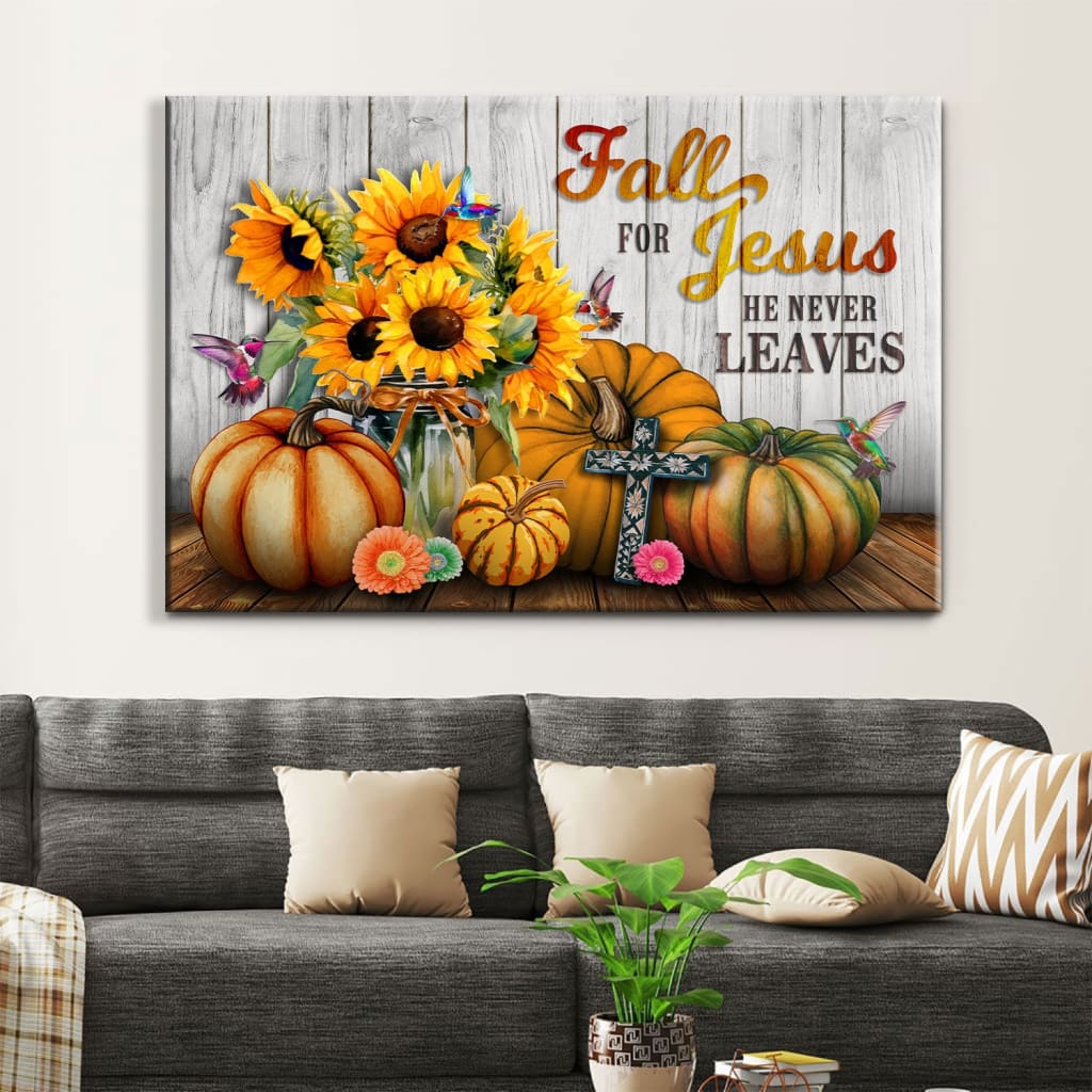 Fall for Jesus He Never Leaves Wall Art Decor, Sunflower Pumpkin ...