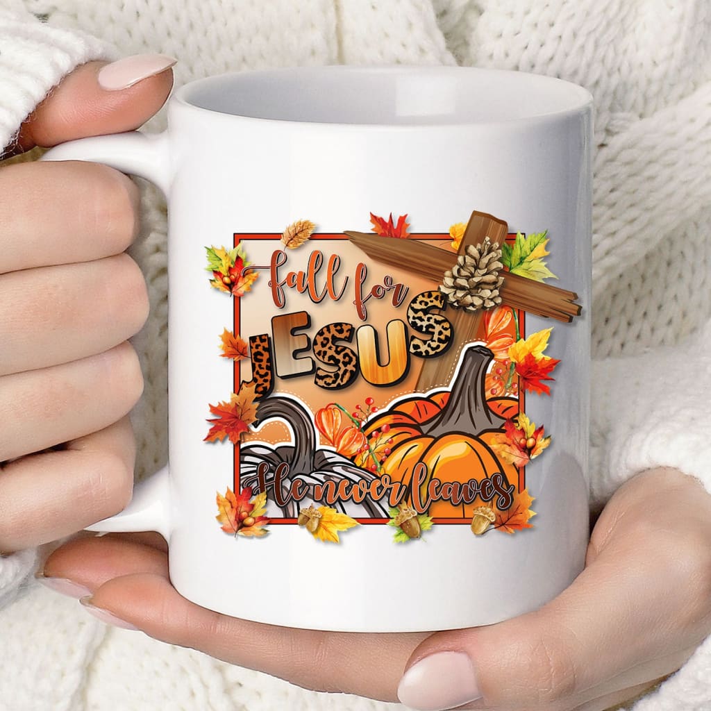 Fall for Jesus Pumpkins Cross Coffee Mug 11 oz