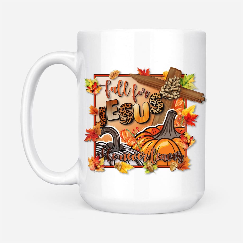 Fall for Jesus Pumpkins Cross Coffee Mug 15 oz