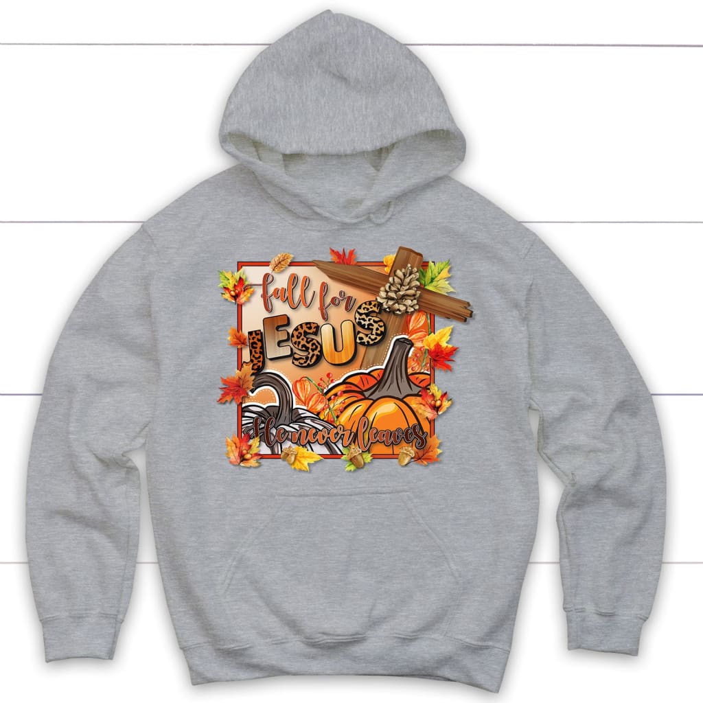 Fall for Jesus Pumpkins Cross Hoodie Sport Grey / S