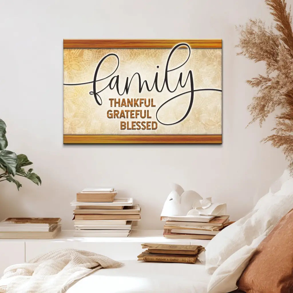 Inspirational Christian family wall art, scripture-inspired décor for living room, dining room, or entryway.