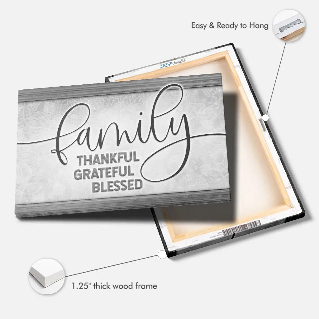 Gray family Christian wall art with blessing quote, ideal gift for birthdays, housewarmings, or anniversaries.