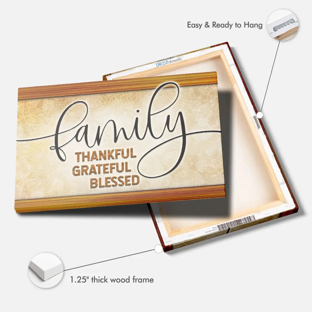 Christian gift canvas with family blessing message, ideal for birthdays, holidays, or housewarmings.