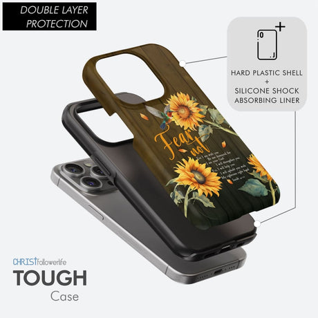 Fear Not for I Am With You Isaiah 41:10 Hummingbird Sunflower Phone Case