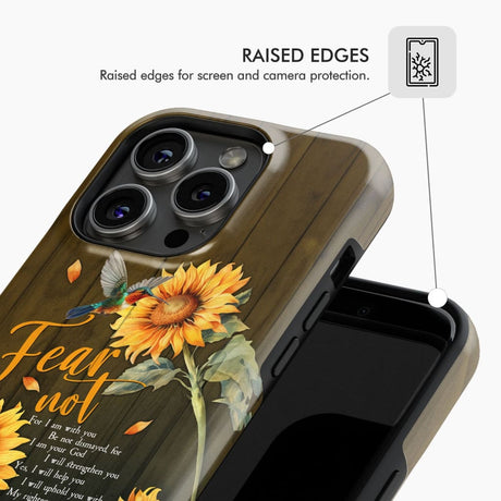 Fear Not for I Am With You Isaiah 41:10 Hummingbird Sunflower Phone Case