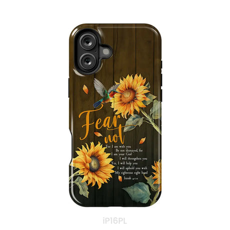 Fear Not for I Am With You Isaiah 41:10 Hummingbird Sunflower Phone Case iPhone 16 Plus / Tough Case