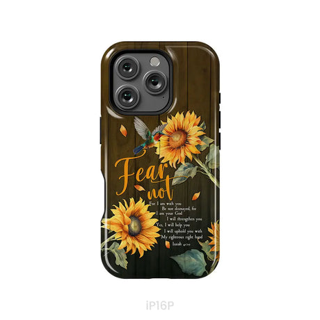 Fear Not for I Am With You Isaiah 41:10 Hummingbird Sunflower Phone Case iPhone 16 Pro / Tough Case