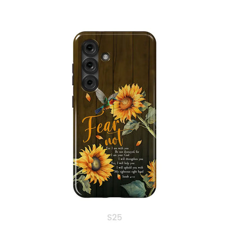 Fear Not for I Am With You Isaiah 41:10 Hummingbird Sunflower Phone Case Samsung Galaxy S25 / Tough Case