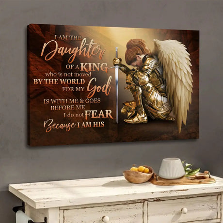 Female warrior Christian canvas, faith-based gift for daughters, mothers, or friends needing encouragement.