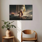 Christian artwork with Jesus on water, inspirational canvas for faith, peace, and overcoming fear.