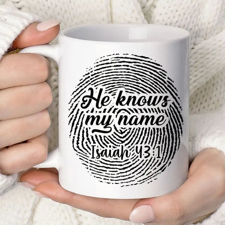 Fingerprint He Knows My Name Isaiah 43:1 Coffee Mug