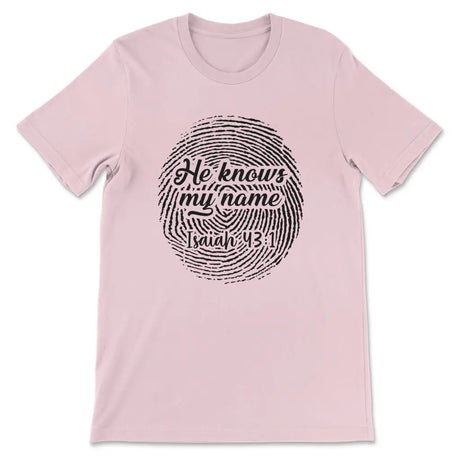 Fingerprint He knows my name Isaiah 43:1 Women’s t-shirt Pink / S