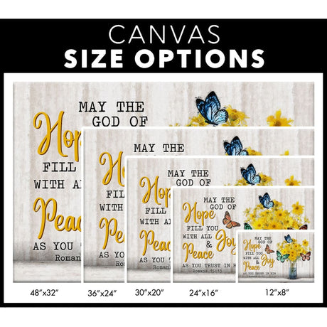 Butterflies flowers May the hope God of hope Romans 15:13 wall art canvas size options