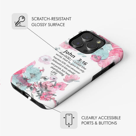 For God so loved the world John 3:16 Bible verse phone case