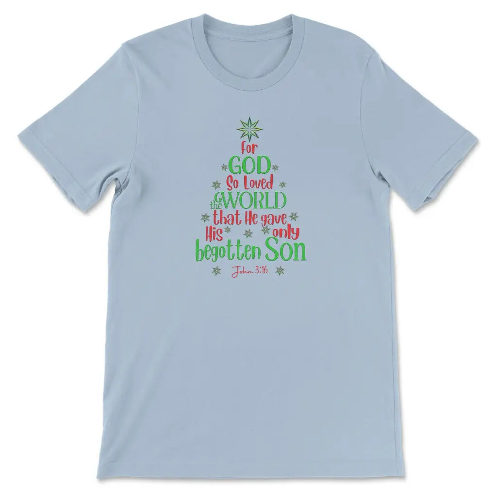 For God so loved the world John 3:16 Christmas t-shirt Light Blue / S