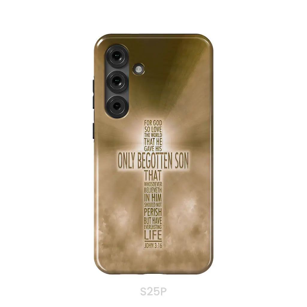 For God so loved the world John 3:16 KJV Bible verse phone case Samsung Galaxy S25 Plus / Tough Case