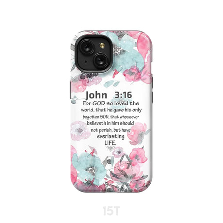 For God so loved the world John 3:16 Bible verse phone case iPhone 15 / Tough