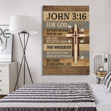 Inspiring John 3:16 wall art with cross and butterflies, ideal for Christian home decor.