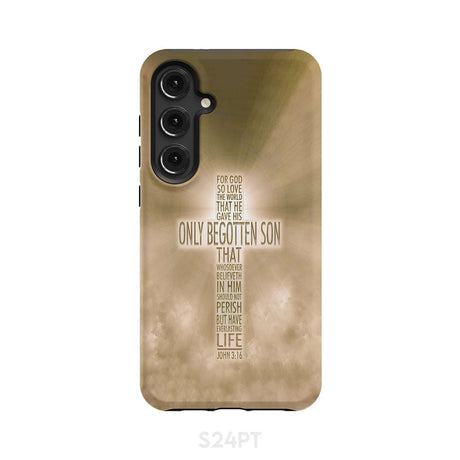 For God so loved the world John 3:16 KJV Bible verse phone case Samsung Galaxy S24 Plus / Tough