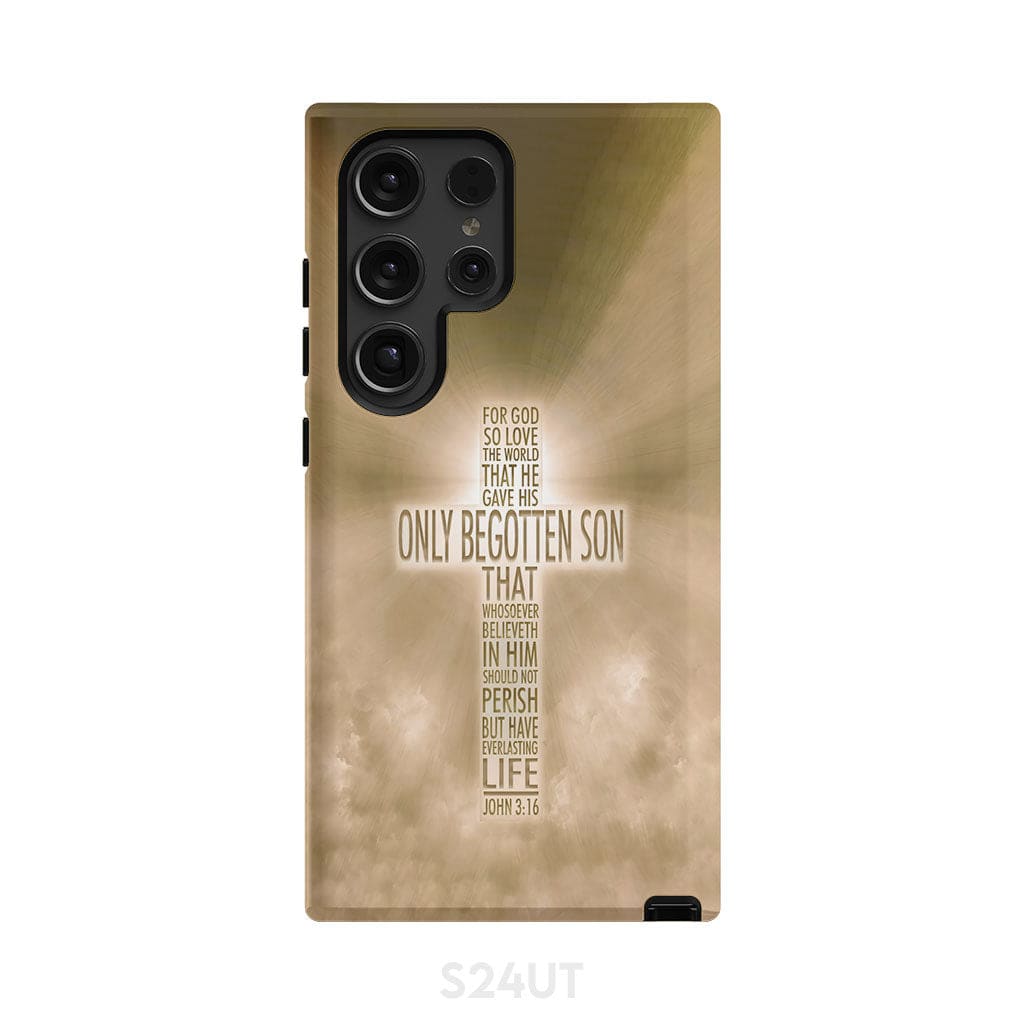 For God so loved the world John 3:16 KJV Bible verse phone case Samsung Galaxy S24 Ultra / Tough