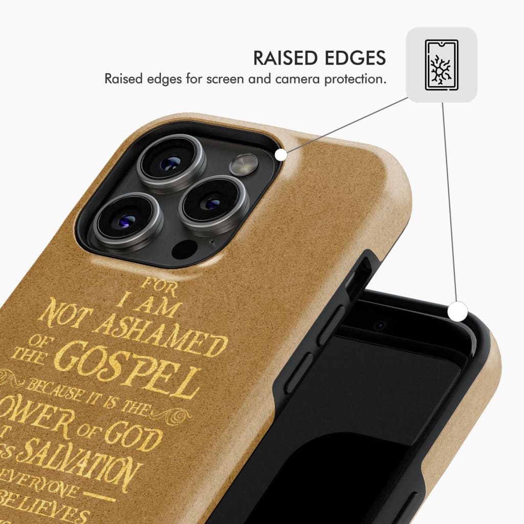 For I am not ashamed of the gospel Romans 1:16 Bible verse phone case