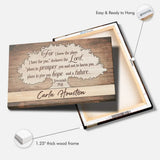 Inspirational canvas featuring Jeremiah 29:11 Bible verse and custom name, perfect for religious home décor.