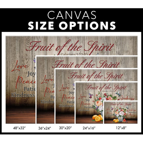 Faith-based wall art featuring the "Fruit of the Spirit" from Galatians 5:22-23 for Christian home decoration.