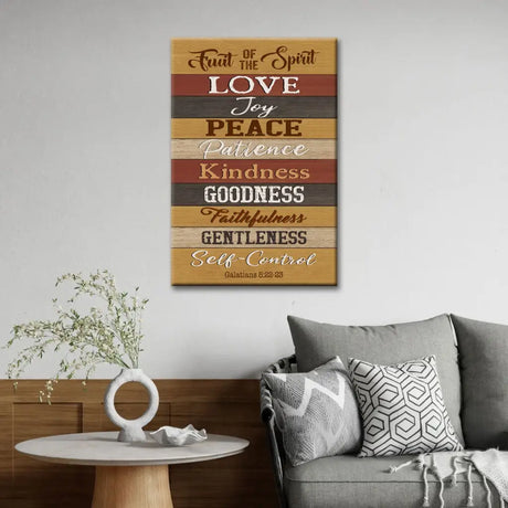 Faith-based wall art with Fruit of the Spirit, scripture gift for parents, grandparents, or friends in need.