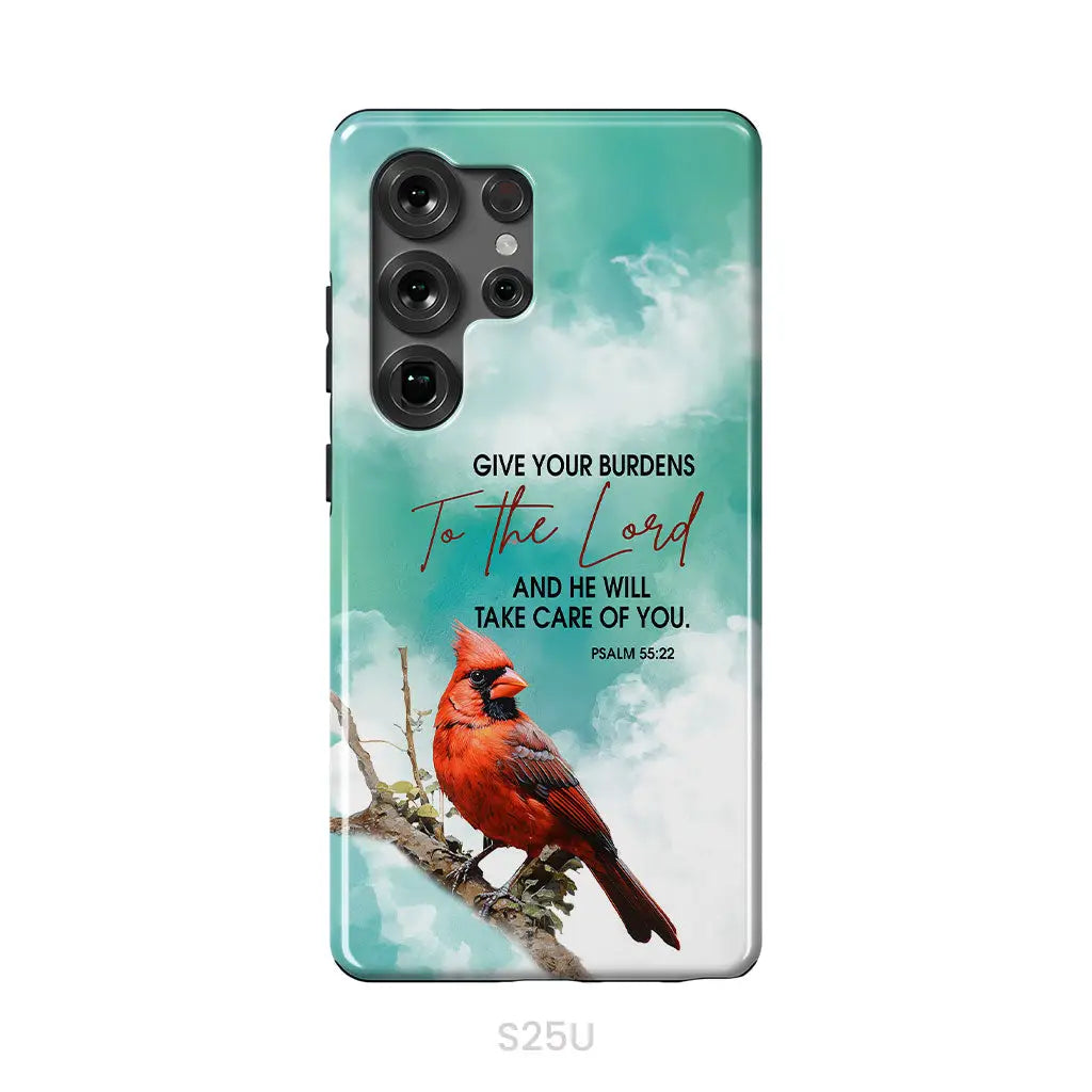 Give Your Burdens to the Lord Psalm 55:22 Cardinal Bird Phone Case Samsung Galaxy S25 Ultra / Tough Case